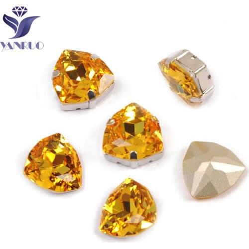 YANRUO 4706 Light Topaz Rhinestones Glass Sew on Crystal Strass Stones Rhinestones Accessories