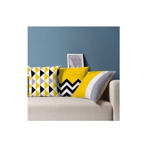 Yellow Black Digital Printed 3 Combined Decorative Pillow Cushion Cover