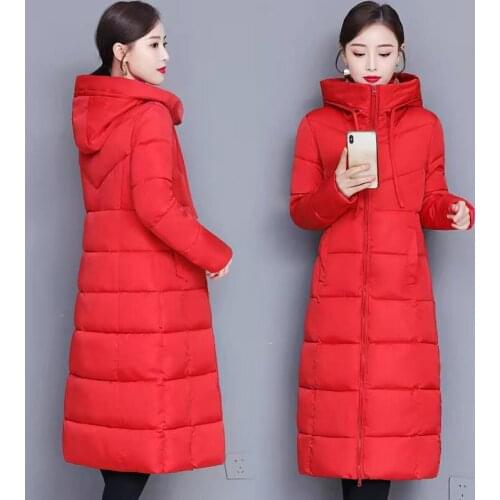 Plus Size 5XL Down Jackets Fashion Women Winter Coat Long Slim Thicken Warm Jacket Down Cotton Padded Jacket Outwear Parkas