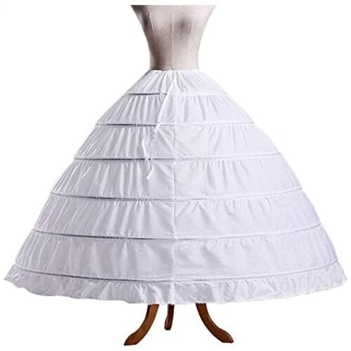 Womens 6 Hoop Petticoats Half Slip Skirt Floor Length Underskirt for Wedding Dress Ball Gown 2022