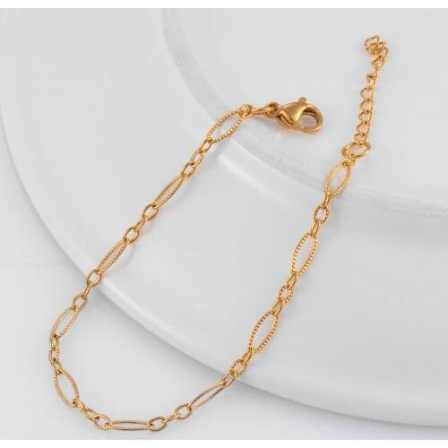 Stainless Steel Handmade Chain Golden Figaro Bracelet High Quality Mens and Womens Jewelry