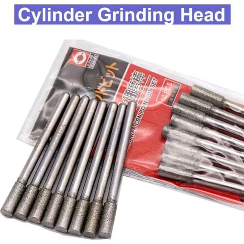 1pcs 1-10mm Cylinder Grinding Head Cutting Jade Glass Stone Ceramic Diamond & Cbn Point Bit Set Rotary Carving Tool