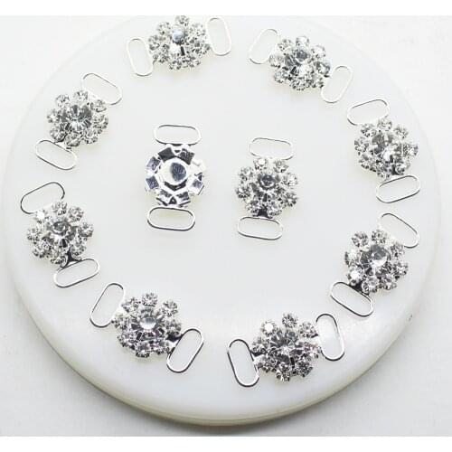 10Pcs/Lot 27*12mm Rhinestones buckles Ribbon Wedding supplies Decorative Diy Webbing Accessories Bikini Bra Connector buckles