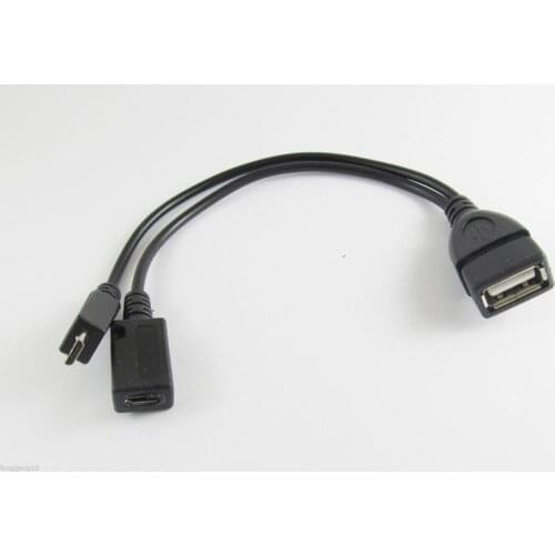 10pcs Micro USB Host OTG Cable + USB Power for Samsung S4 i9500 S3 i9300 i9220 i9250