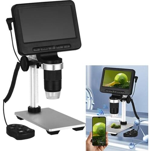 1000X Digital Microscope Electronic Video Microscope 5''HD LCD Soldering Microscope Phone Repair Magnifier Metal/Plastic Bracket