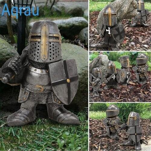 15cm Tall Eight Styles Knight Gnomes Guard Resin Sculpture Ornament Garden Outdoor Gothic-UK Garden Statue Home Decoration