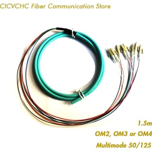 2pcs 8 Fibers Distribution Cable- LC/UPC-Mulitmode(50/125)-OM2, OM3, OM4-0.9mm Buffered-1.5m / Bunch Fiber Pigtail
