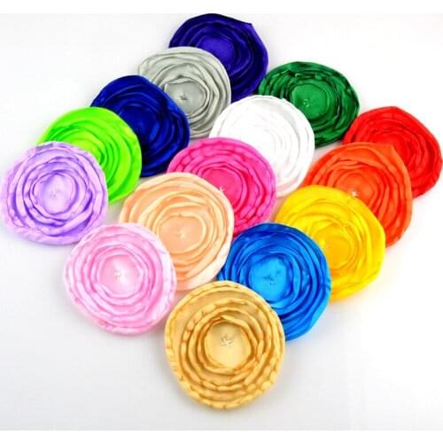 200pcs/lot 15 Color U Pick 3 Inch Artificial Layered Silk Burned Satin Fabric Flower Unfinished DIY Hair Accessories TH214