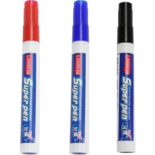 3PCS/Lot Dry Erase Markers with Fine Tip, Red, Blue, Black, Refillable Ink, Whiteboard Pen Marker, Office School Supplies