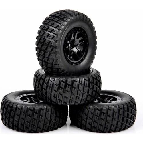 4pcs 12mm Hex For TRAXXAS SLASH HPI 1/10 RC Short Course Truck Tires&Wheels