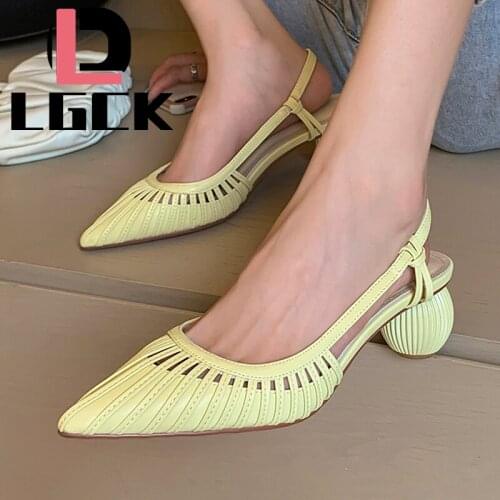 Summer Strange Heel High Heel Vintage Sandals Pointed Toe Mesh Slingback Sandals for Women Party Shoes Shoes Elegant Pumps Shoes