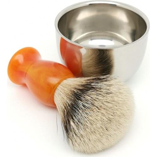 TEYO Super Silvertip Badger Hair Shaving Brush and Shaving Bowl Set Pefect for Double Edge Razor