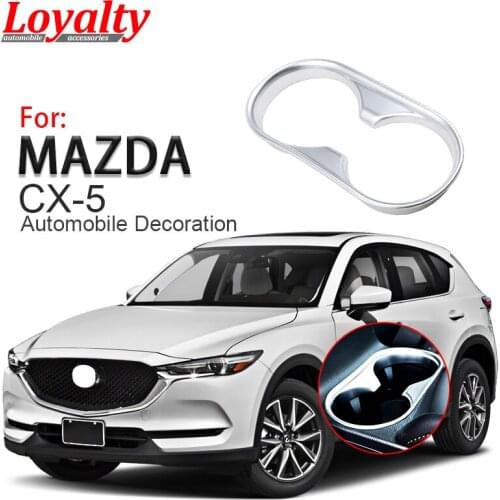 Loyalty for Mazda CX5 CX-5 2017 2018 Center Control Water Cup Holder Moulding Trim ABS Chrome Car Accessories Auto Styling