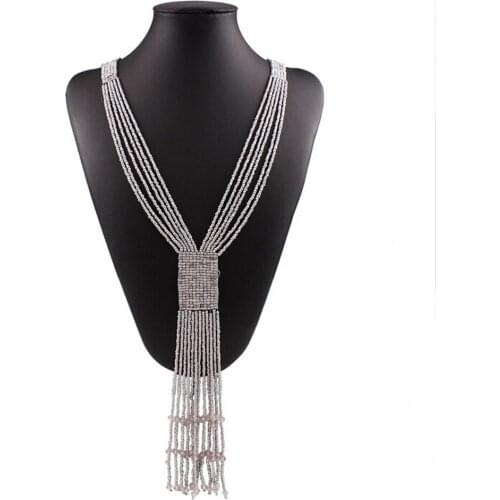 DiLiCa Fashion Chokers Necklaces for Women Beaded Necklace Long Pendant Chain Tassel Jewelry Bohemian Necklace Pendants