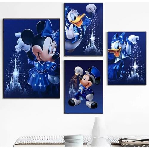 Disney Cartoon Mickey Minnie Mouse Canvas Painting Donald Duck Prints and Posters Wall Art Picture for Living Room Decor Cuadros