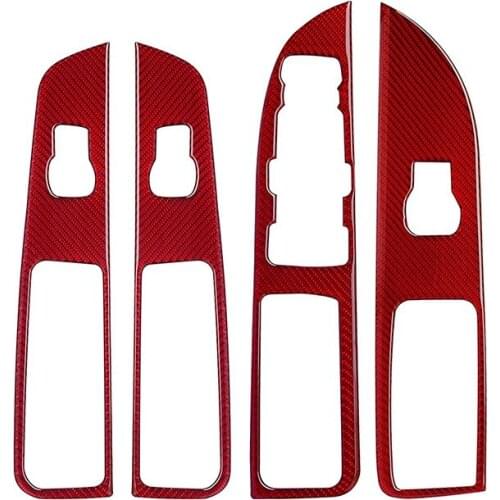 For Ford Explorer 2016 2017 2018 2019 Carbon Fiber Car Door Window Control Switch Frame Panel Cover Trim