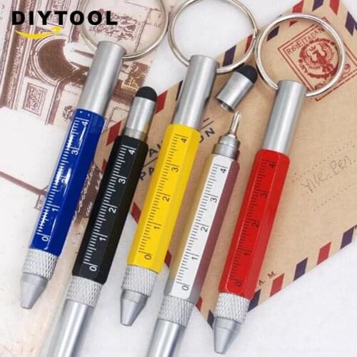 New portable mini neutral ballpoint pen six-in-one screwdriver touch screen key chain multi-function combination tool pen