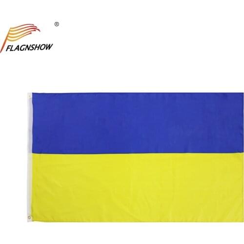 Flagnshow Ukraine Flag One Piece 3X5 FT Hanging Polyester Ukrainian National Flags with Brass Grommets