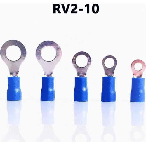 RV2-10 BLUE color Ring insulated terminal suit 1.5-2.5mm2 Cable Wire Connector cable Crimp Terminal 100PCS/Pack Free shipping