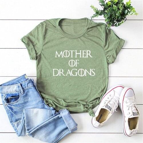 MOTHER OF DRAGONS Letter Print T shirt Women Cute Graphic Tees O-neck Short Sleeve Casual T-shirt Harajuku Summer Female Tshirts
