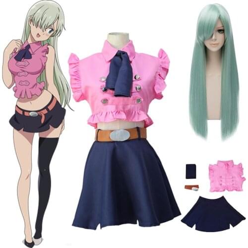 Anime The Seven Deadly Sins Elizabeth Liones Cosplay Costume Uniform Suit Outfits Halloween Woman Party Costumes Wig Full Set
