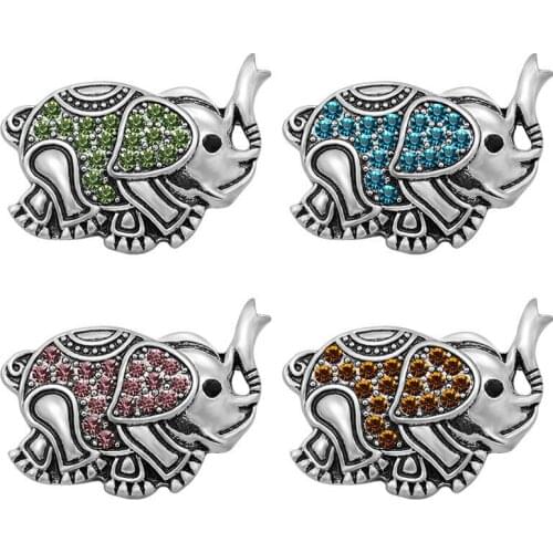 New KZ3174 Beauty colorful rhinestone lovely Elephant 18MM snap buttons fit snap bracelet jewelry wholesale