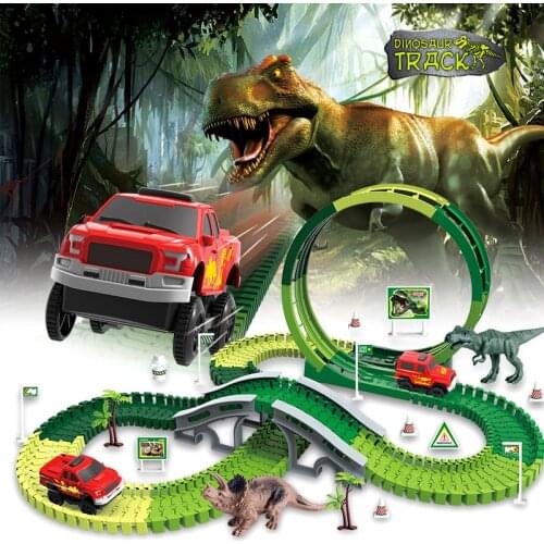 2021 HOT New Electric Dinosaur Track Diy Assembled Toy Railway Magic Track Toy Set Magicl Track Children Car Toy Boy Track Toy