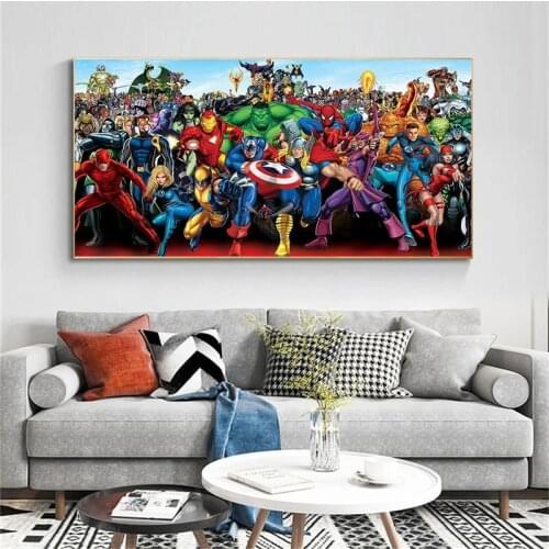 Marvel Avengers Canvas Painting Superhero Captain America Poster Prints Wall Art Pictures for Living Room Home Decor Boys Gift