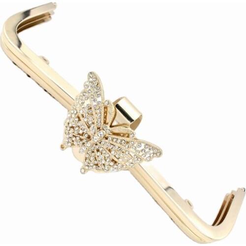25cm Metal purse frame,bag handdle with gold butterfly decoration,Bag Frames,metal purse frame supplies for purse making Sewing