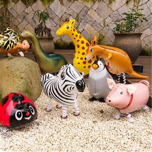 Mixes Walking Animal HELIUM Balloons Cute Cat Dog Panda Dinosaur Tiger pet air Ballons birthday party decorations kids and adult