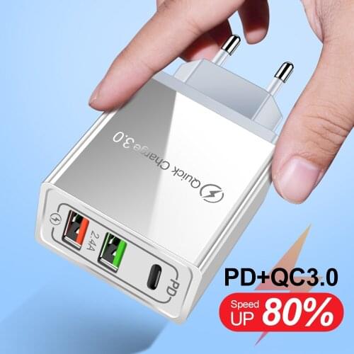 Mobile Phone Charger PD 2 USB Port Quick Charge For Xiaomi Poco f2 pro Huawei Mate 30 Pro iphone 11 Adapter Wall Charger QC 3.0