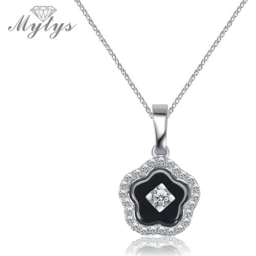 Mytys Wholesale Price Crystal Flower Pattern Necklaces & Pendants for Women CN277