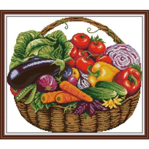 A basket of vegetables cross stitch kit aida 14ct 11ct count print canvas stitches embroidery DIY handmade needlework