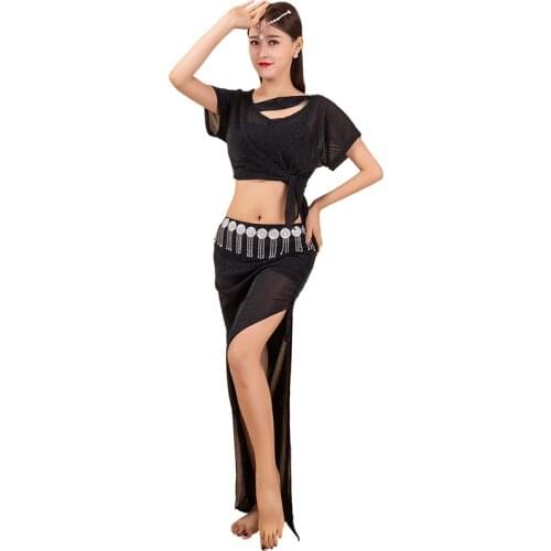 Belly Dancing Gongfu New Suit Sexy Dance Long Skirt Performing Top& Skirt 2pcs set T748