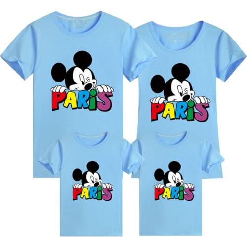 Family Matching Shirt Mickey Mouse Short Sleeve Cartoon Tops Father Mother Son Daughter Matching Clothes Family Look Shirts