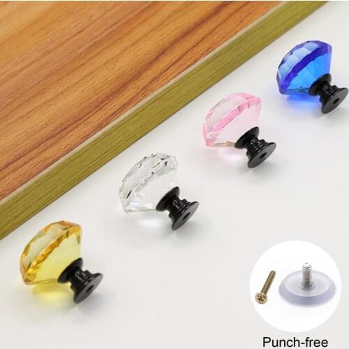 K9 30mm Diamond Shape Design Crystal Glass Knobs Cupboard Drawer Pulls Knobs Door Wardrobe Handles Furniture Hardware