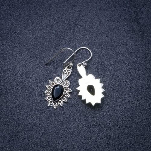Natural Black Onyx Handmade Unique 925 Sterling Silver Earrings 1.25" X4895