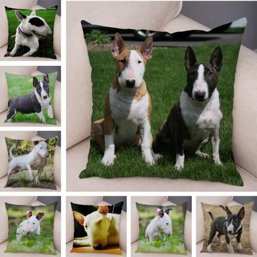 Cute Pet Animal Cushion Cover England Pit Bull Terrier Dog Soft Plush Pillowcase Decor Printed Pillow Case for Sofa Home Car