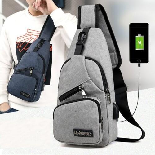 Casual Short Trip Travel Bag 2020 Shoulder Bags Men USB Charging Crossbody Bags Male Anti Theft Canvas Shoulder Bag School