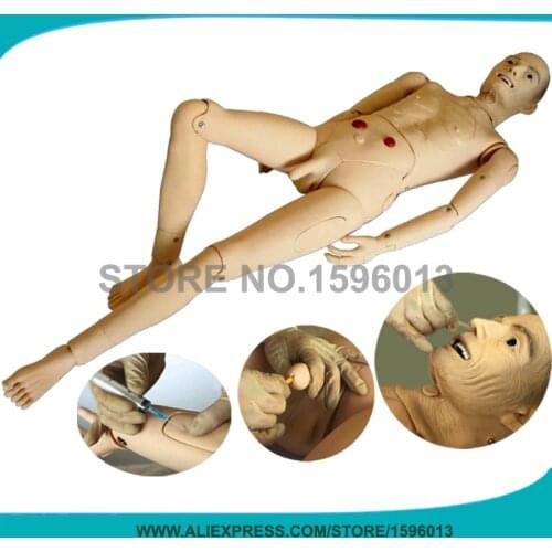 Advanced Male Elderly Nursing Manikin,Elderly Nursing Dummy with Trauma Care and BP Measurement