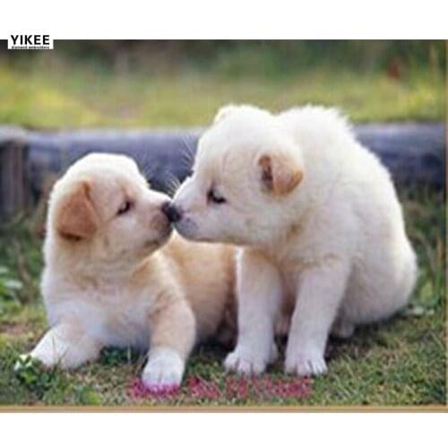 YIKEE mosaic diamond painting dog Handmade Needlework DIY Diamond Embroidery Mosaic Rhinestone Picture k1105