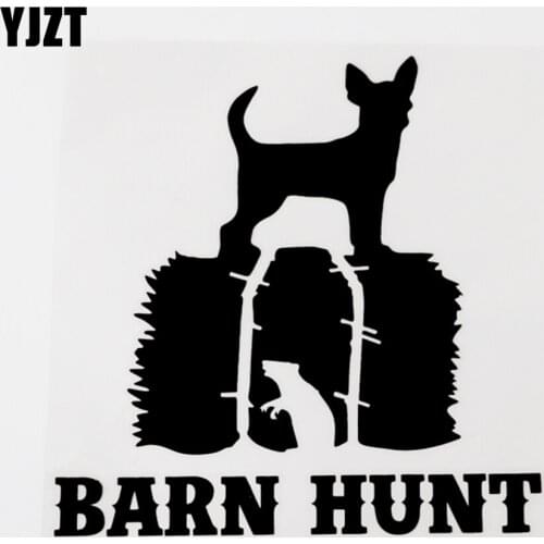 YJZT 15.5CM×15.8CM Personality Chihuahua Barn Hunt Rat Vinyl Car Sticker Decal Black/Silver 8C-0605