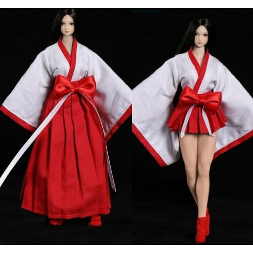 1/12 Female Clothes Miko Kimono Long/short Version Clothing Set for 6" Seemless Body PER-SALE