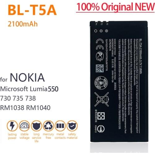 100% Genuine BL-T5A Battery For Nokia Microsoft Lumia 550 730 735 738 RM1038 RM1040 2100mAh Phone New Batteries+Tracking number