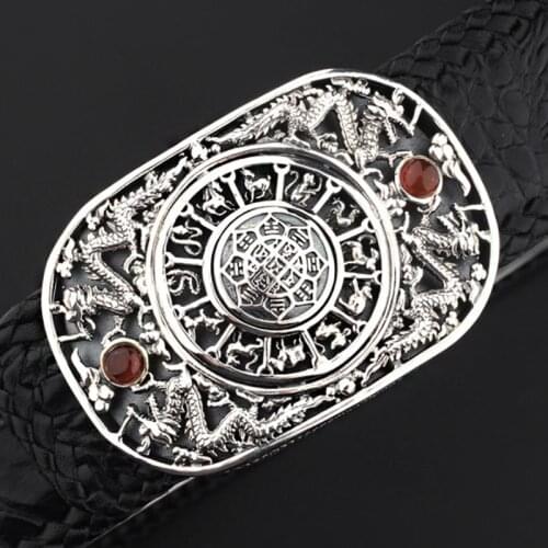 104g 925 Sterling Silver dragon handmade high details mens belt buckle buckles jewelry A4195