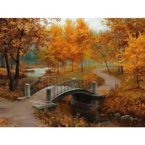 14/16/18/27/28 Scener Needlework,DIY Autumn bridge DMC 14CT Grove Cross stitch,For Embroidery kits,Cross-Stitching decor