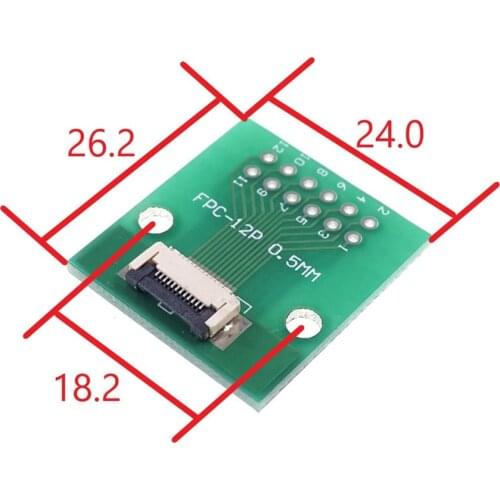 2Pcs DIY FPC/FFC 12 PIN 0.5 mm pitch Connector SMT Adapter to 2.54 mm Space 1.00 inch pitch through hole DIP PCB adapter solder