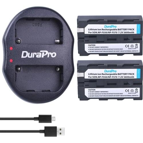 2pcs NP-F550 NP-F570 NP F550 F570 Replacement Camera Battery + Dual USB Charger for Sony CCD-SC55 CCD-TRV81 DCR-TRV210 MVC-FD81