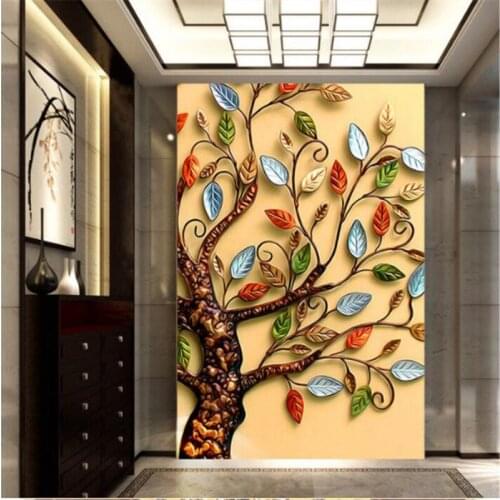 Beibehang 3D photo wallpaper gold rich cash cow walkway oil painting decorative backdrop 3D large wall mural Modern painting