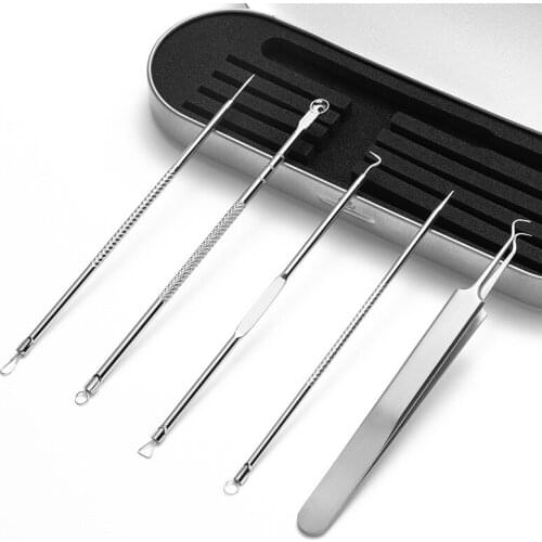 4pcs Stainless Steel Acne Removal Needles Pimple Blackhead Remover Tools Spoon Face Skin Care Tools Needles Facial Pore Cleaner